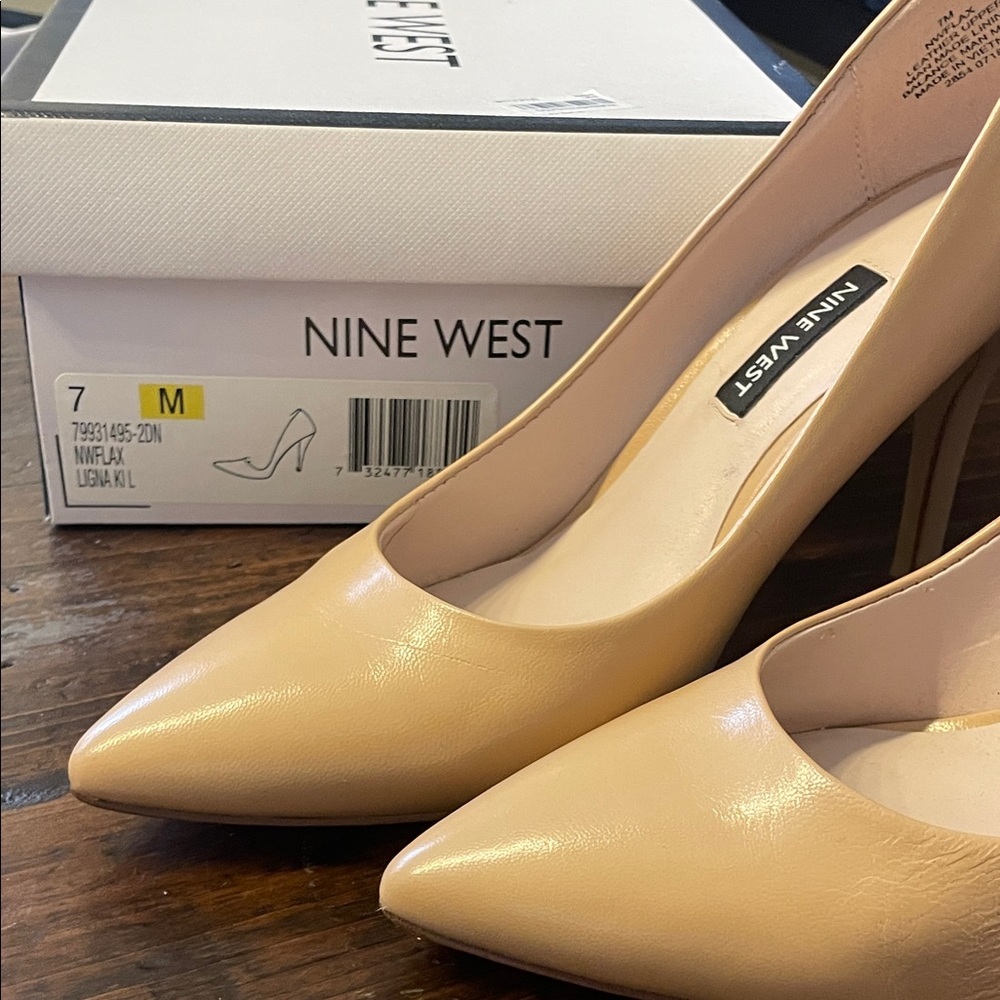 Nine West Beige 3.5 inch leather Heels